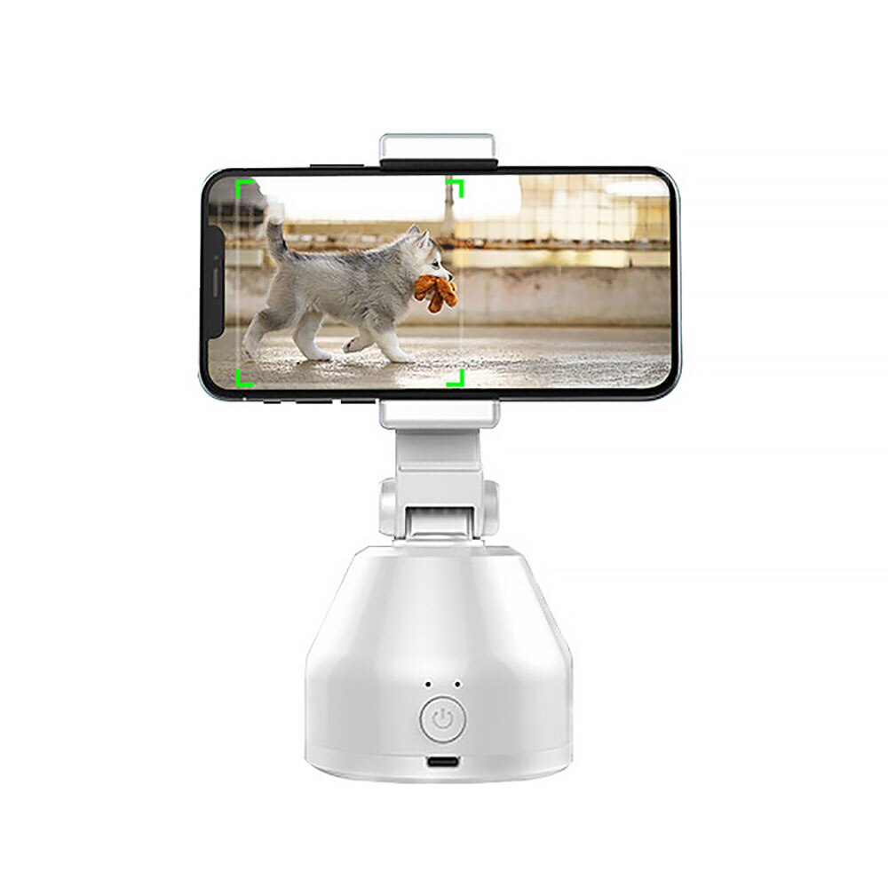 360 ° selfie-fotografering gimbal roterende intelligent sporingsansiktsgjenkjenning objektsporingsholder til telefonkamera til vlogg-video: Hvit