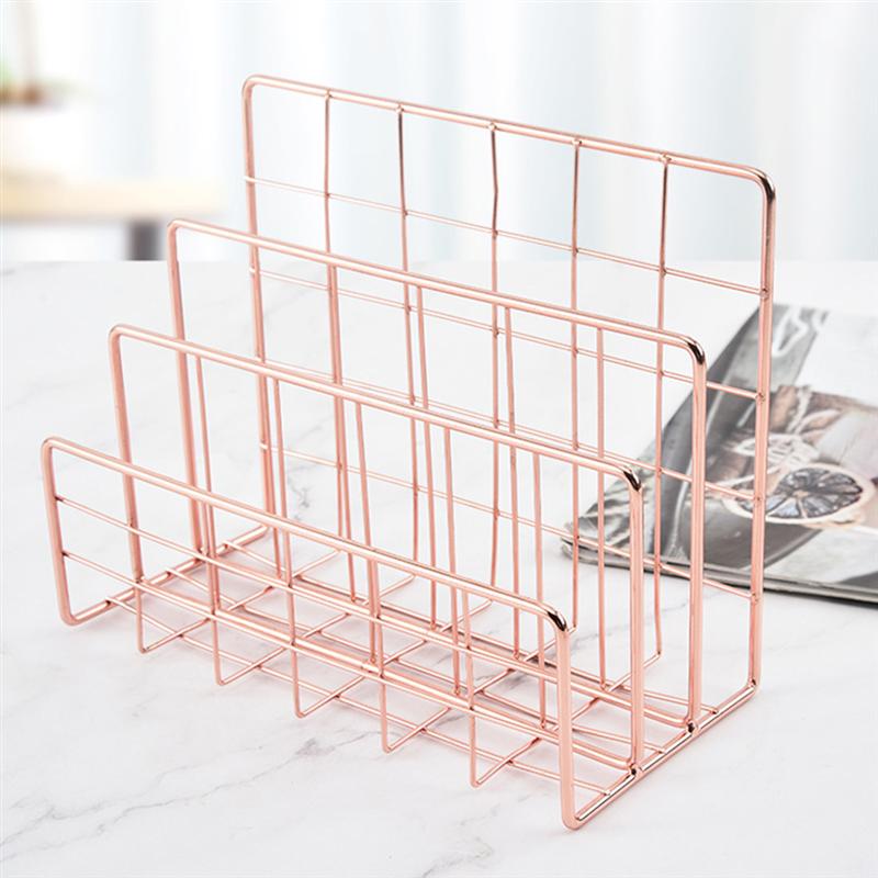 1pc Files Letters Paper Storage Rack Desktop Organizer Home Office Iron Rack