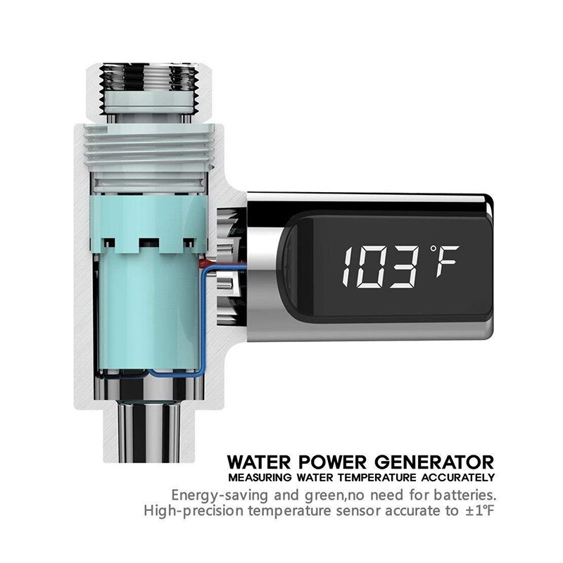 Led display vand bruser termometer vandhaner patroner selvgenererende elektricitet vand temperatur monitor smart meter monitor