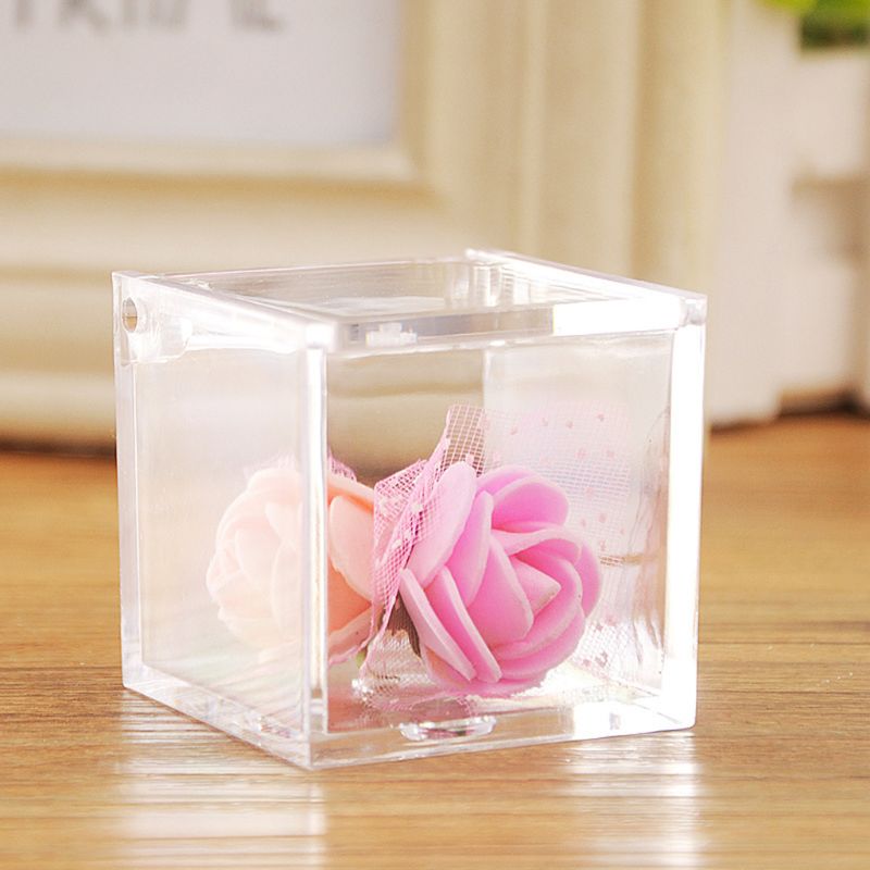 Transparent Cube Wedding Favor Candy Box Plastic Transparent Clear Boxes Christmas Baby Shower