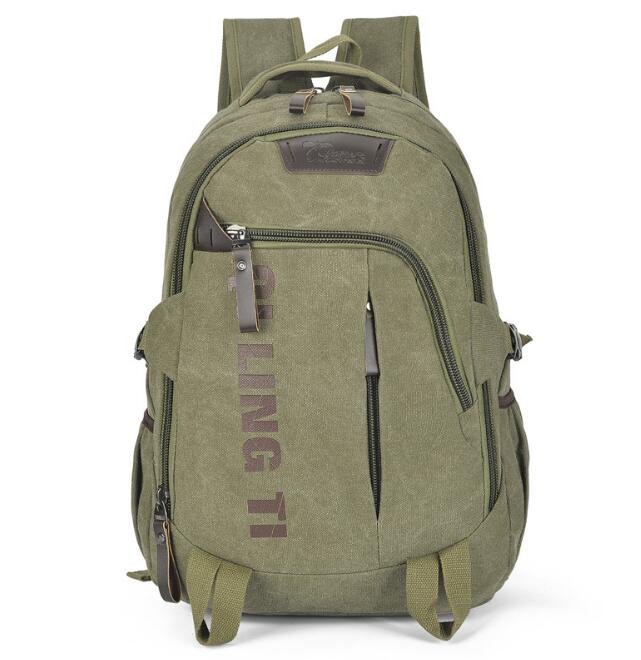 Chuwanglin rygsæk til mænds bærbare rygsæk lærred mandlige rygsække stor kapacitet skoletasker vintage rejsetaske  a7610: Grøn 3
