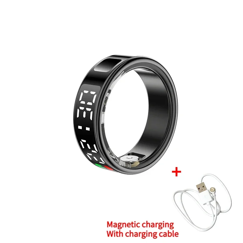 SR08 Smart Ring voor heren Dames LED-scherm Hartslag Bloedzuurstofmonitoring Multisportmodi IP68 en 5ATM Waterdicht: Rood / 11