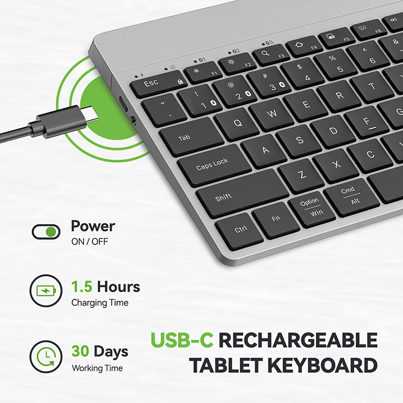 Bezprzewodowa klawiatura bezprzewodowa Bluetooth 5.1 z przesuwaną podstawką uniwersalna bezszumowa Mini przenośna klawiatura do tabletu iPad