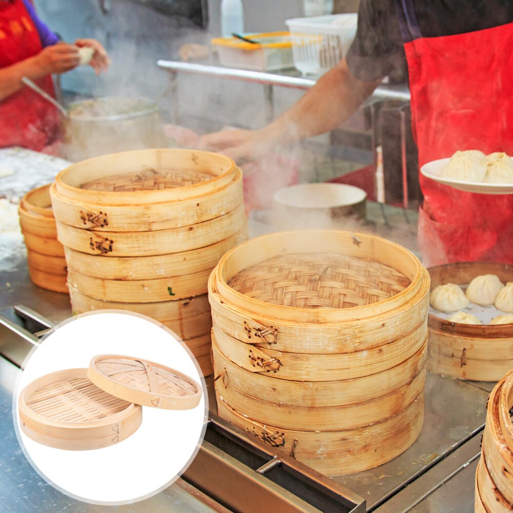 Vaporera china de bambú con tapa, herramienta de cocina, 1 Juego: 30CM