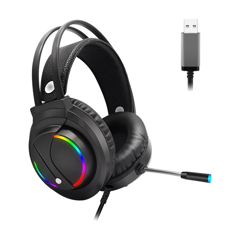Headset Wired Headset 7.1 Surround Sound USB Wired RGB Lighting Gaming Headset: Default Title