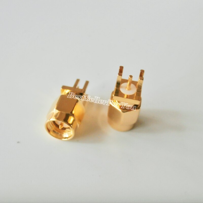 10Pcs Connector SMA Connector Male Plug Solder Edge 1.6mm PCB Clip Mount Straight 5.08mm