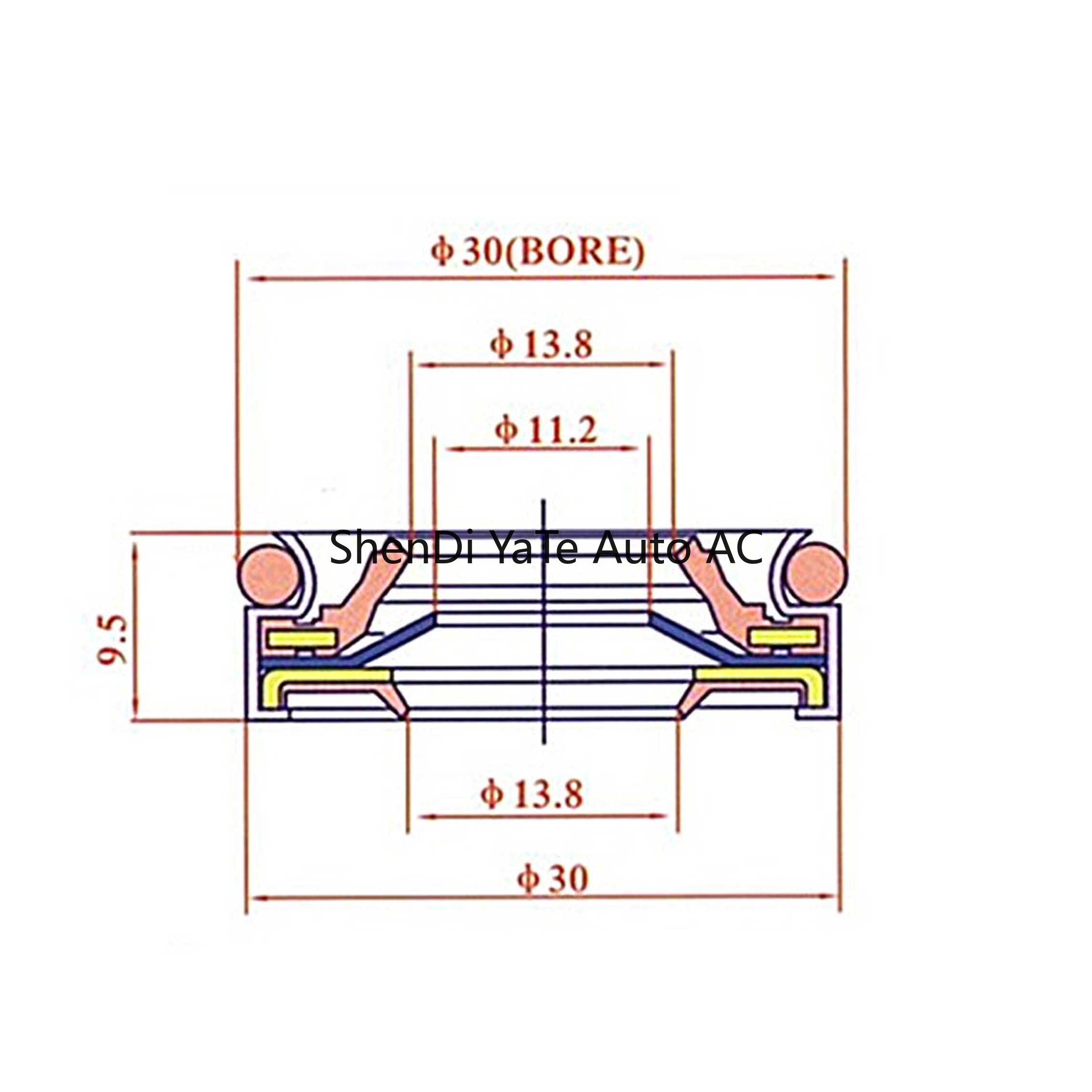 Auto A/C Compressor Oil Seal for NDTV12/14C,NISSAN CEFIRD A30,32ND 10P R134a,compressor LIP TYPE shaft seal ring gasket stamp