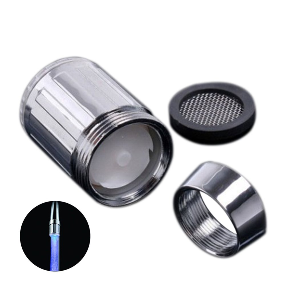 LED Temperature Sensitive 3-Color Light-up Faucet Kitchen Bathroom Glow Water Saving Faucet Aerator Tap Nozzle Shower LED Faucet: Blue With Adapter
