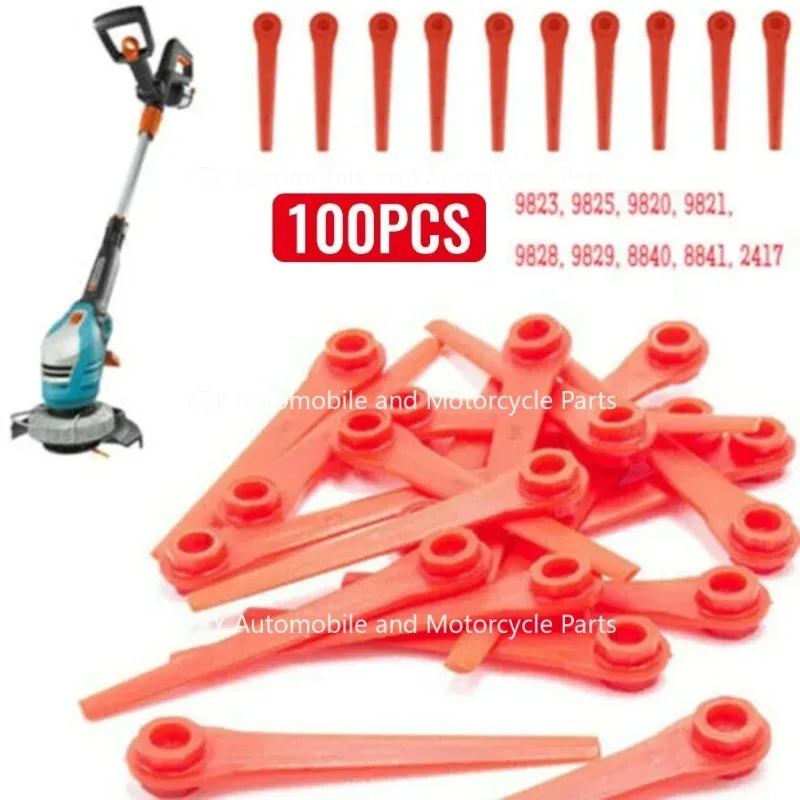 100x Plastic Vervanging Voor Gardena Grastrimmer Easycut Li-18/23r Plastic Trimmer Messen Voor Gardena Grastrimmer 9823 9825
