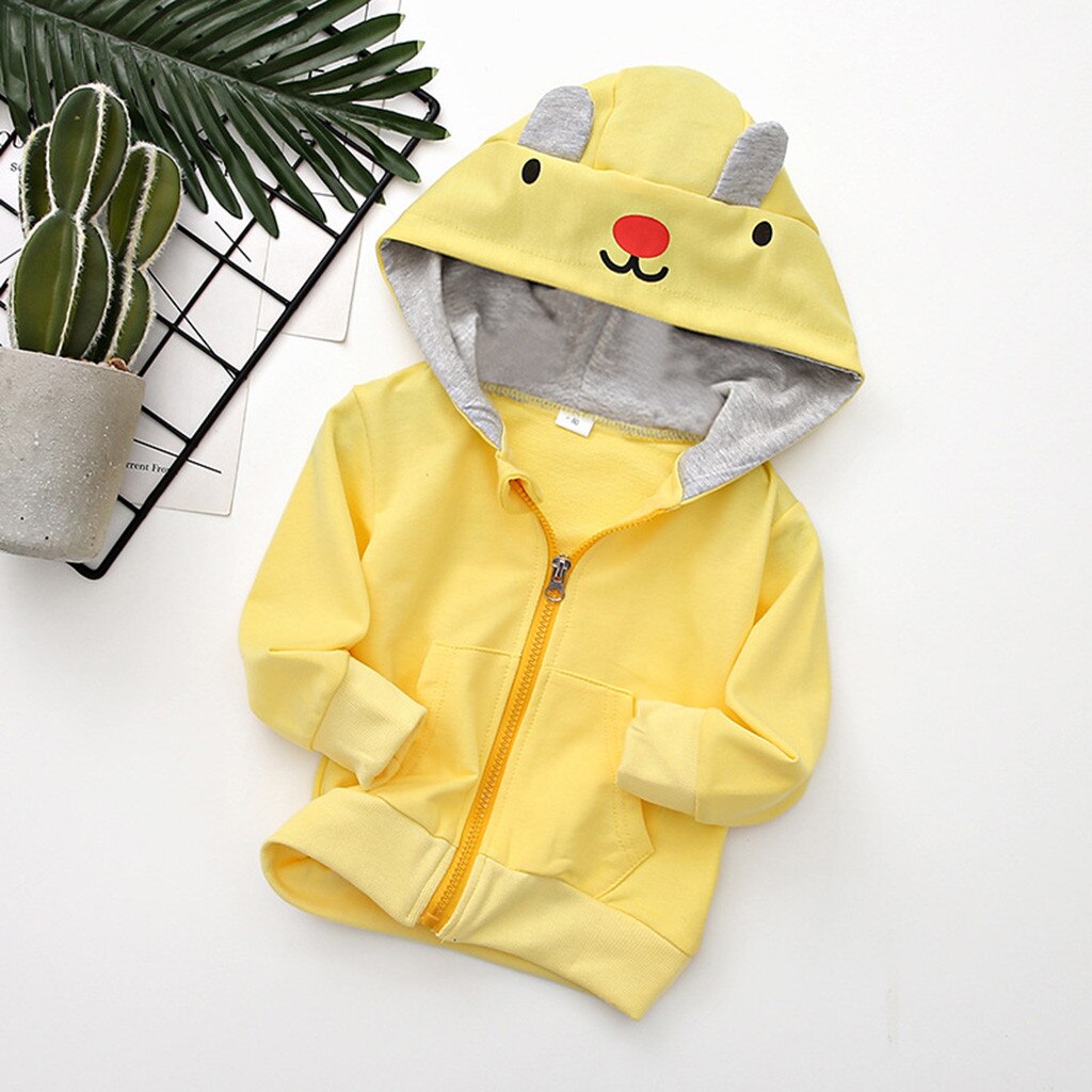 Peuter Kids Boy Baby Girl Lange Mouwen Pocket Cartoon Rits Jas Hooded Uitloper Mode Katoen kids jassen куртка для девочки