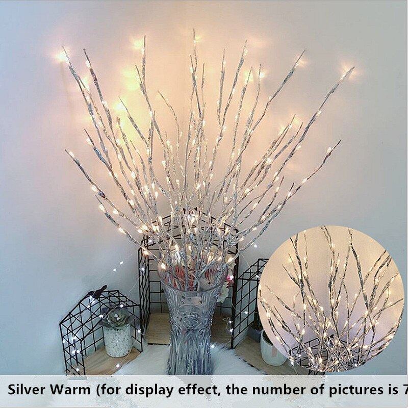 Luces decorativas de árbol de simulación para habitación, luces Led de Navidad impermeables para jarrón, piso, lámpara de porche interior, cuentas de luz decorativa, nuevas: warm1