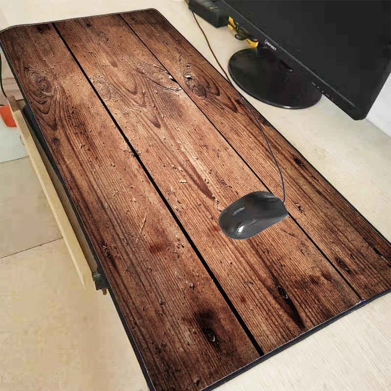 Mairuige marrón de grano de madera Juegos de ordenador portátil grande Borde de bloqueo Mousepad de gran tamaño de goma alfombrilla de ratón del juego para CSGO DOTA jugador