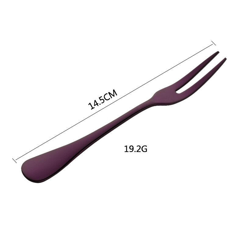 2 stk/sett mini delikate forrettsgafler i rustfritt stål med to grener snack frukt dessertgafler cocktail smaksgafler festvalg: Lilla 2 stk