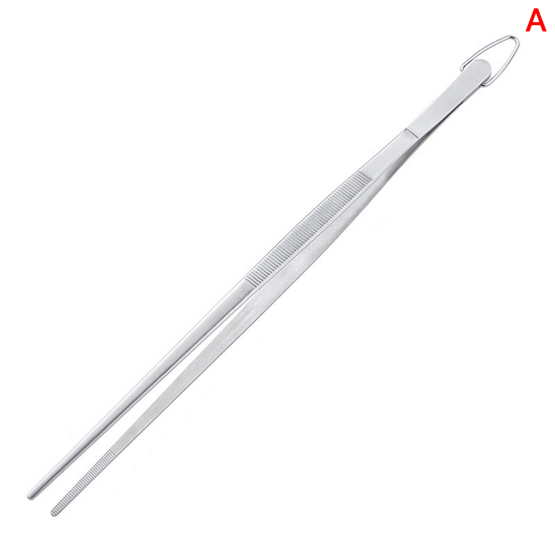 1pc 12 Zoll Küchen pinzette Edelstahl kochen extra lange Pinzette feine Pinzette Zange für Grill kochen Bartending-Werkzeuge: Licht Grau