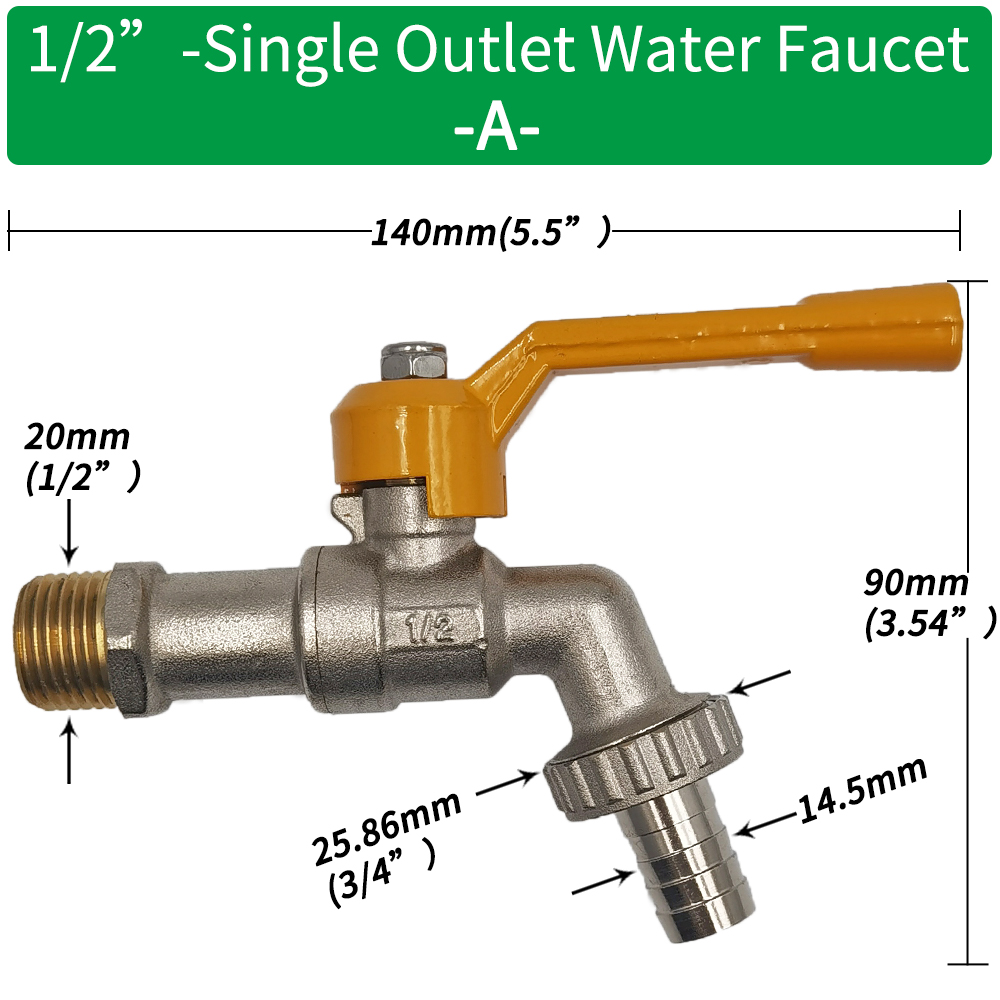Gartenschlauch Wasserhahn Adapter 1/2'' IBC Wassertank Anschluss 2-Wege 1-Wege Bewässerung Durcheinander Wasserhahn gemeinsam Ersatz passend zu Kugelhahn: Braun