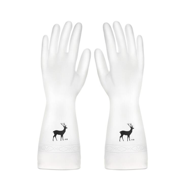 Guantes de goma para lavar platos de cocina, dibujos animados duraderos, limpieza del hogar, frutas y verduras, herramientas de accesorios de limpieza de baño: Elk / S