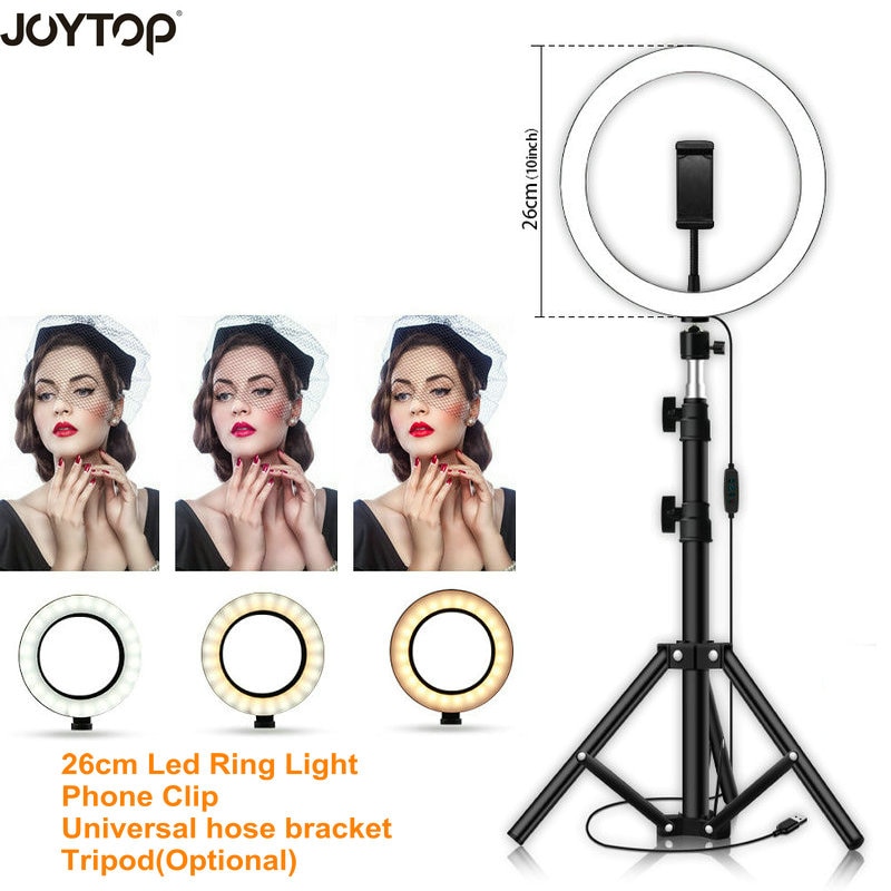 Joytop Led Selfie Ring Licht Usb Interface Dimbare Telefoon Fotografie Video Licht Met Telefoon Clip Makeup Video Studio Lamp