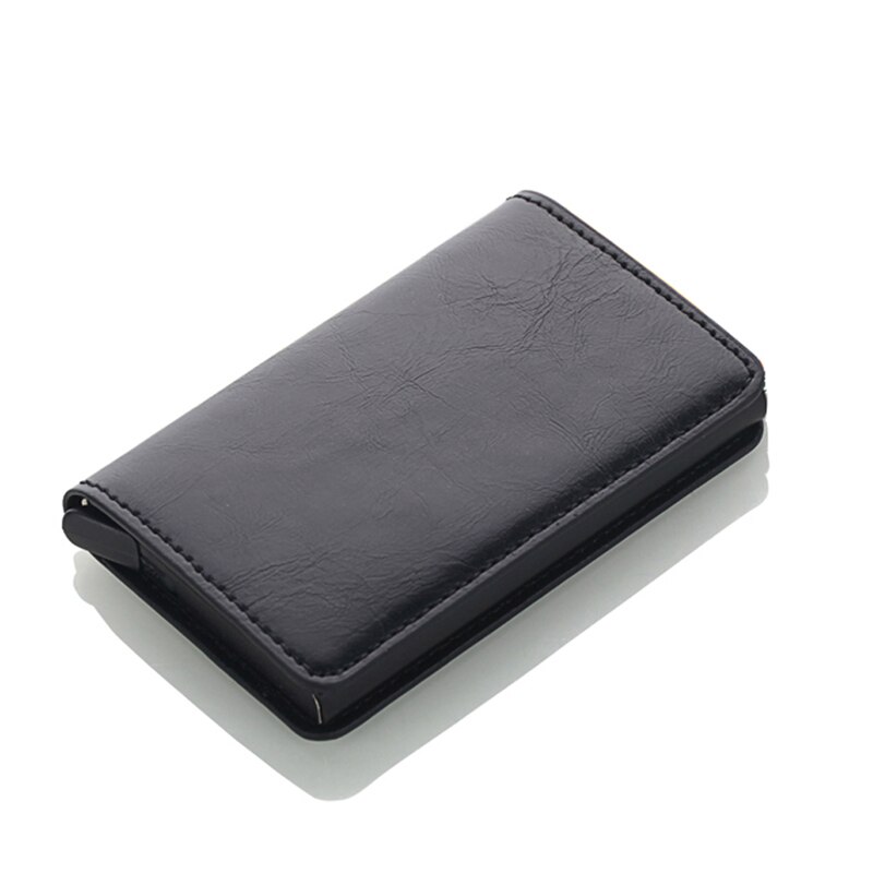 Business ID Card Case Men Credit Card Holders Automatic RFID Card Holder Aluminium Bank Card Wallets: Black