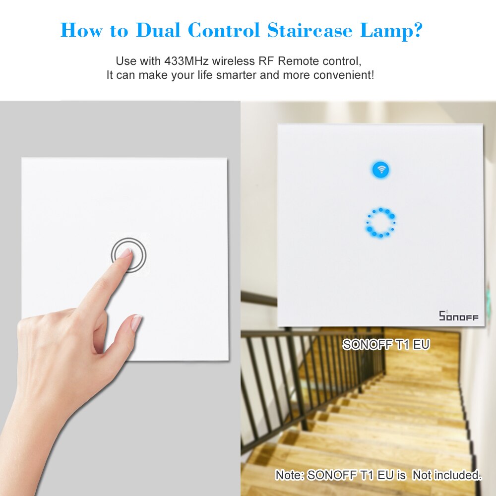 SONOFF T433 Pannello Touch da Parete - Trasmettitore Telecomando RF Wireless 433MHz - Modulo Domotica Smart Home