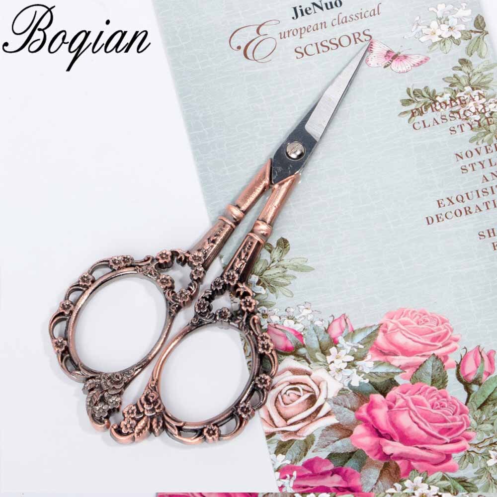 BQAN 4 Farben Europäischen Jahrgang Blumen- aufbringen Schere Nagel Kunst Folie Cutter Näherin Blüte Schere Antike NäHenne Stoff Werkzeug