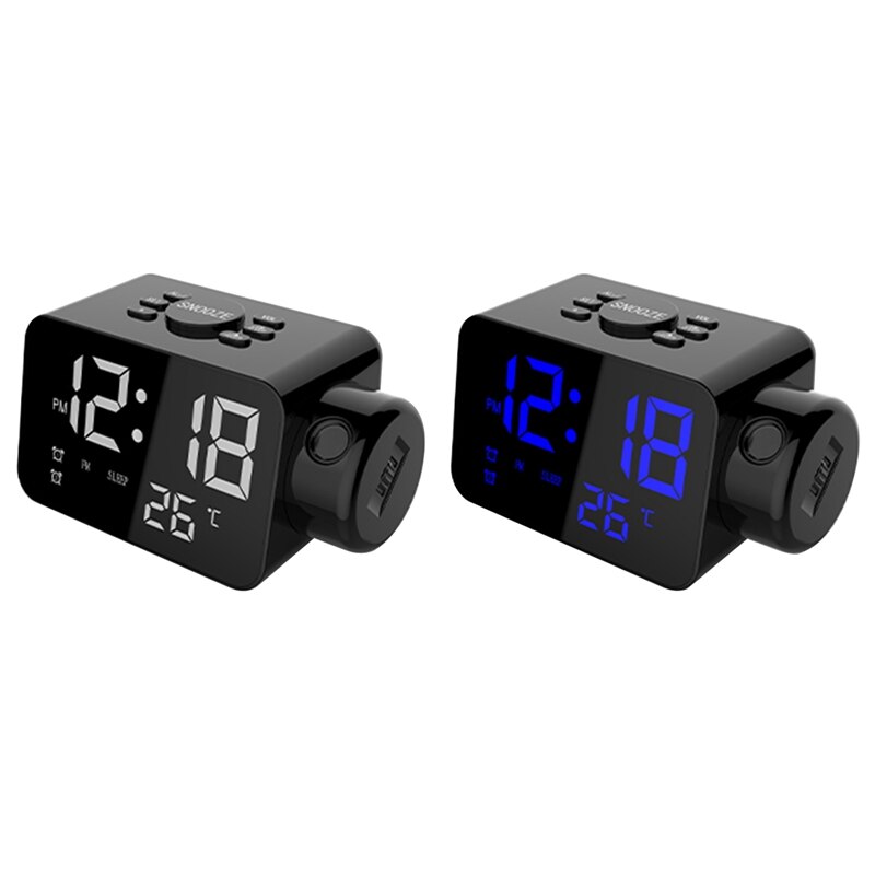 Digital Alarm Clock for Bedroom, Projector Clock,USB Charger, Adjustable Ringer,12/24H,Loud Dual Alarms