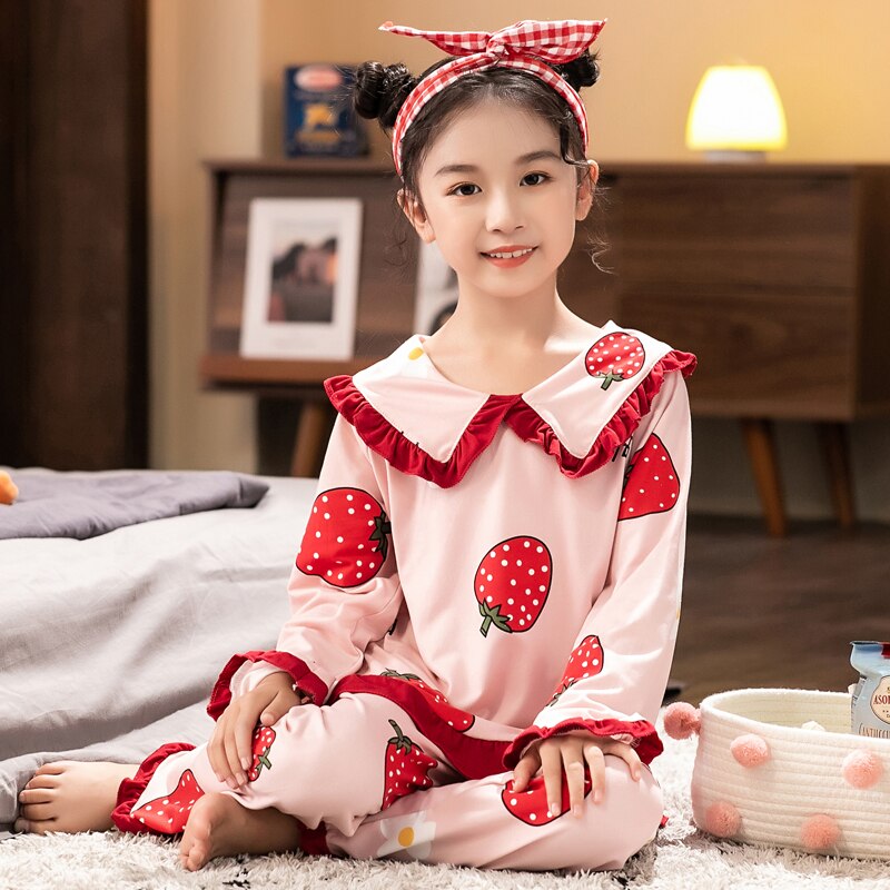 Cotton Girls Pajamas Sets Spring Long Sleeve Children's Sleepwear Set Cute Pajamas Girls Pyjamas Sets for Kids Nightwear