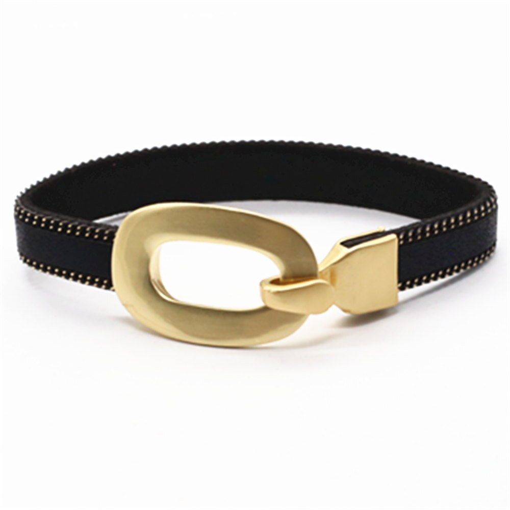 Gold Farbe Schwarz Armbinde retro Handgemachte Jahrgang Kette Leder Armbänder Für Frauen Manschette Armreif Weiblichen Partei Schmuck