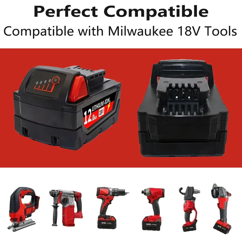 NEUE 18V Für Milwaukee M18 M18B6 18V XC 12Ah 9Ah Li-Ion Akku 48-11-1860/Ladegerät akku
