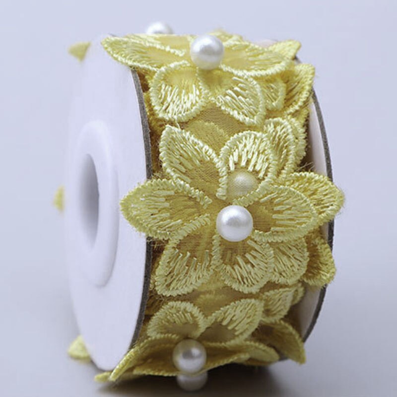 Blomst perle perler brodert blomster blond bånd listverk perle frynser blondere stoff håndlaget kjole syutstyr