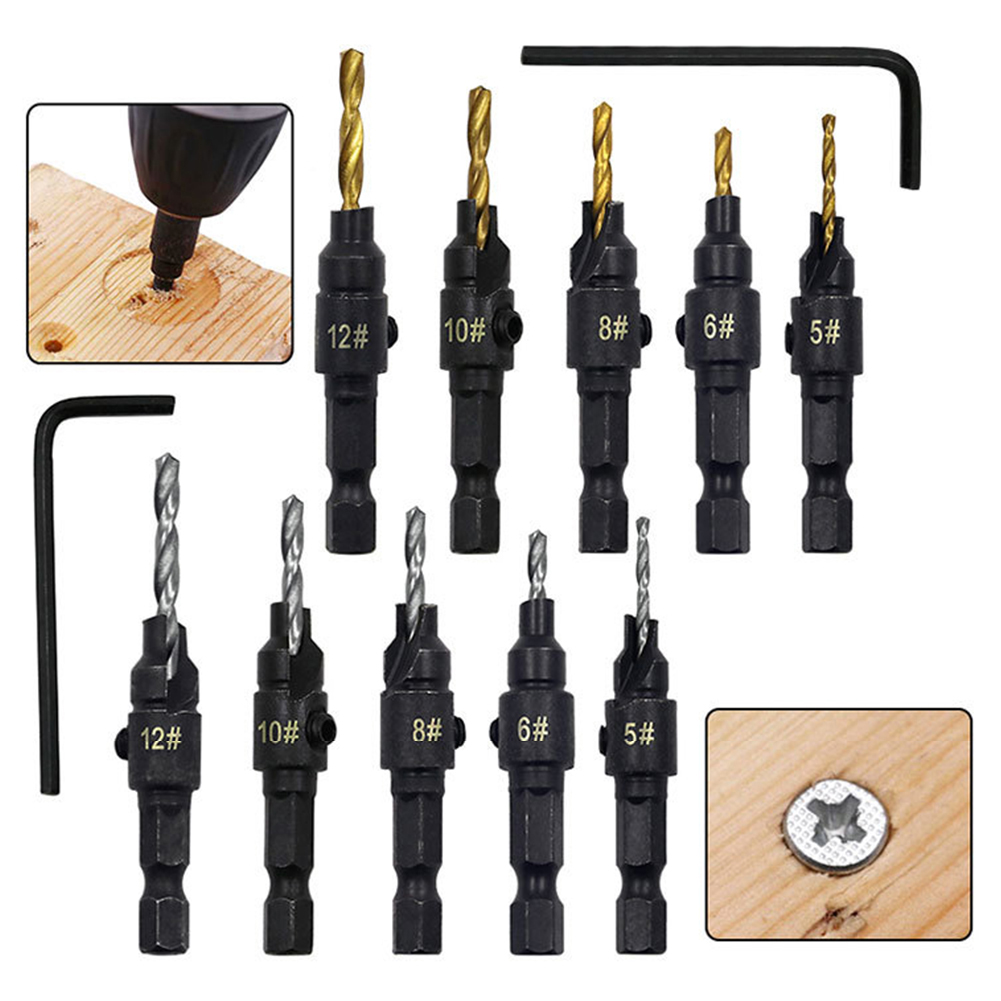 4/5 Stuks Countersink Boor Houtbewerking Boor Set Boren Pilot Gaten Voor Schroef Maten #5 #6 #8 #10 #12 Boor Houtbewerking Gereedschap