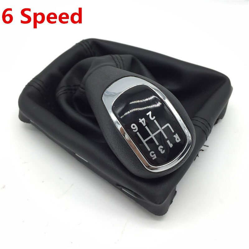 Til skoda octavia ii  (09-12)  superb ii  (08-12)  yeti  (09-12) 5/6 gears gearstang skifteknap læder bagagerumskasse bil-styling: 6 hastigheder