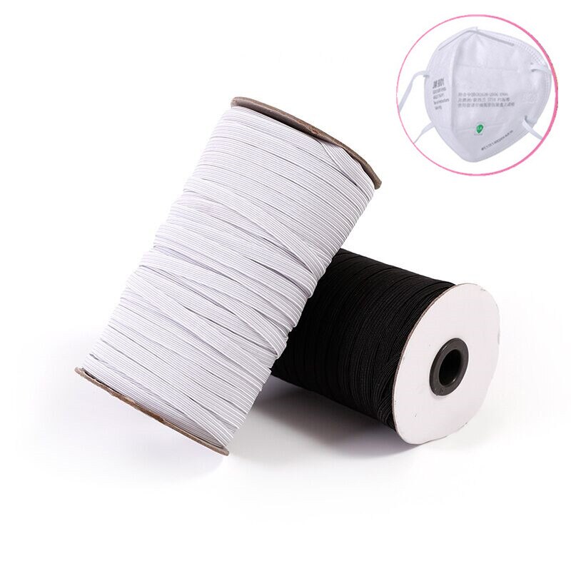 Gummiband för mask 3mm 6mm 5mm 9mm vit svart elastisk band spandex bälte trim sömnad band kläder material gör-det-själv mask