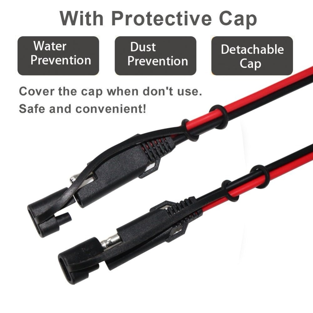 Car Extension Cable Wire Harness Heavy Duty DC Cord Quick Disconnect/Connect SAE Leads with SAE Connector with Dust Cap