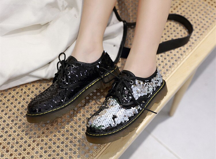 Whitney wang lente stijl bling bling pailletten flats dames stijlvolle oxfords schoenen
