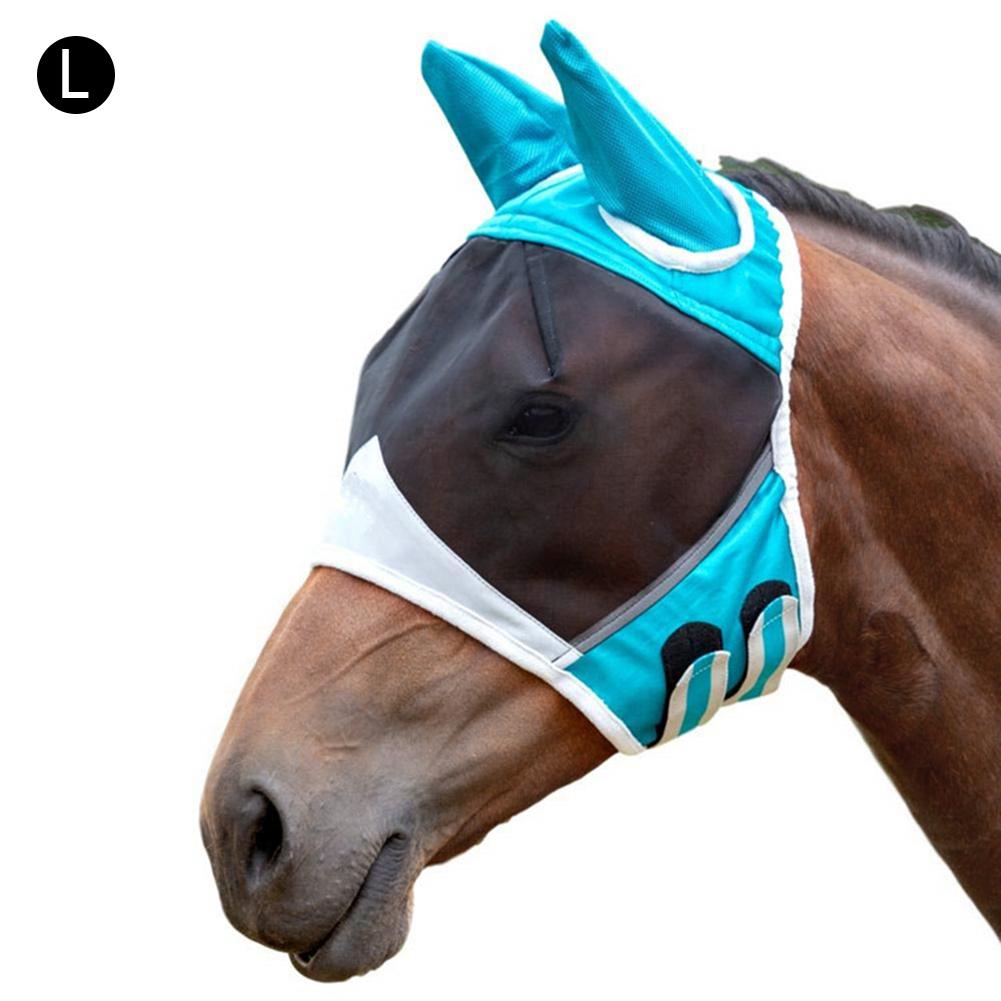Hestemaske komfortabel pustende hestemaske med øre anti mygg hestemaske: B