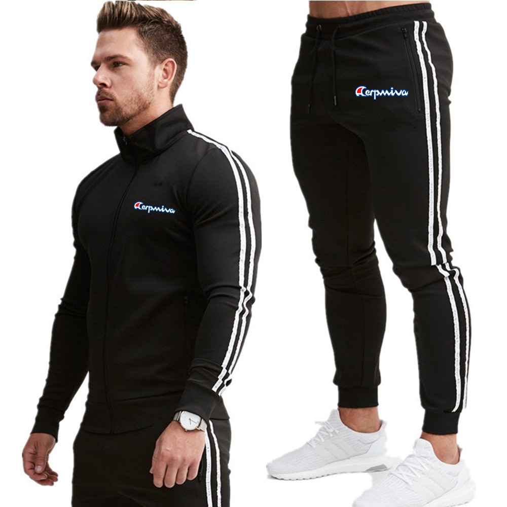 Lauftrainingsanzüge Fitnessstudio einstellen Männer Trainingsanzug 2 Stück einstellen Sportbekleidung Joggen Anzüge Schlauch Verschluss Typ Stil Material Kragen