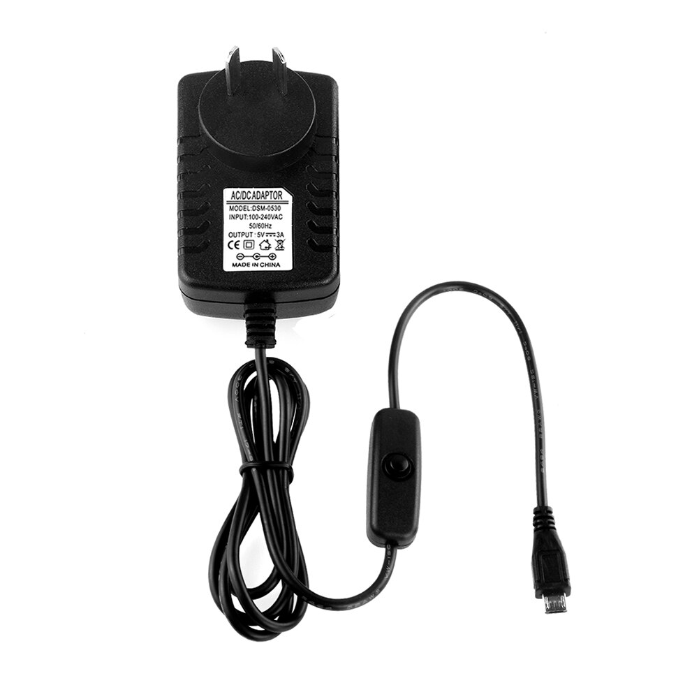 Adaptador de fuente de alimentación cargador de pared 5V 3A + interruptor de encendido/apagado para Raspberry Pi 3 B + P adaptador de fuente de alimentación/cargador de pared/Raspberry Pi 3