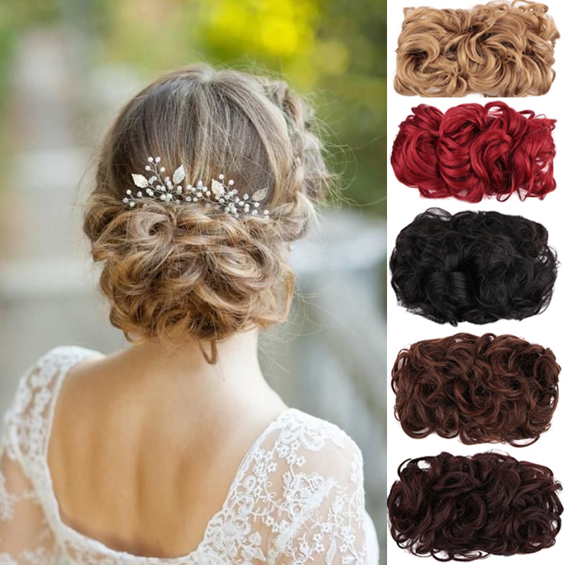 Dianqi elástico faixa de borracha grande coque chignon cabelo sintético dois clipes cabo pente chignon cabelo