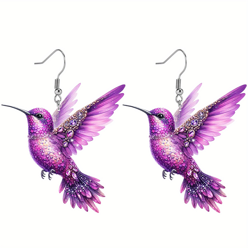 2D Acrylic Hummingbird Earrings Cute Bird Shape Earrings For Women Girls Ear Charms Dangle Jewelry Accessory: Hot Stamping