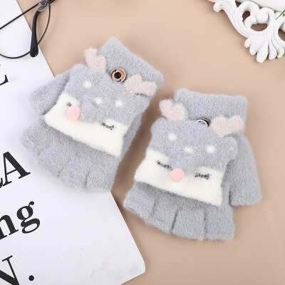 Winter Handschuhe freundlicher Finger Handschuhe Nette Karikatur Ebene Mitttens für freundlicher Baby Jungen Mädchen Winter Handschuhe für Weihnachten: grau