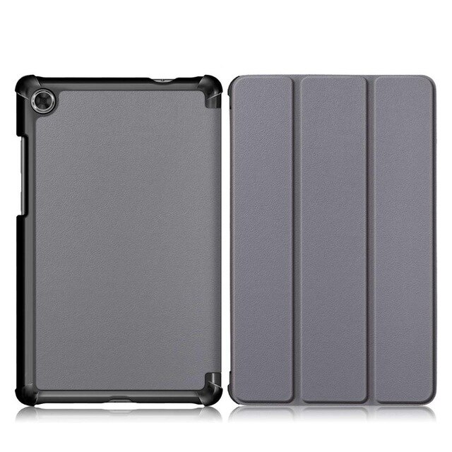 3- opvouwbare magnetische hoes voor lenovo tab  m8 tb-8505f tb -8505x 8.0 inch tablethoes voor lenovo tab  m8 hoes + film + stylus: Grijs