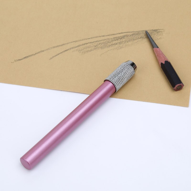 1 farve metal blyantforlænger enkelt hoved blyantforlænger stativ skitse tegning kunst skriveværktøj blyantstik forlængelsesstang: 1 lyserød