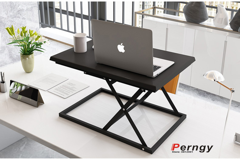 DL-TB1-A steel MDF computer sit and stand desk riser height adjustable laptop table laptop desk moving cart shelf