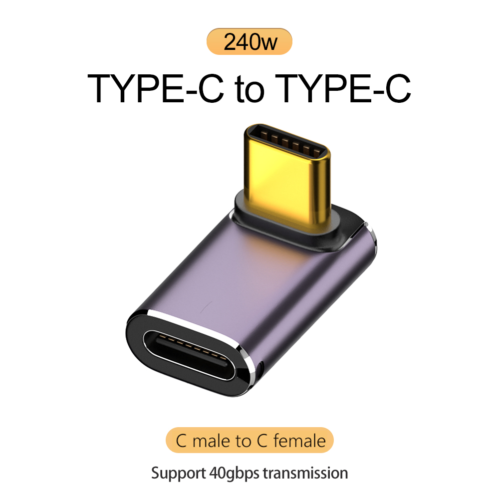 NNBILI 240W 5A Typ-C OTG Adapter Schnelllade-Datenkonverter USB4.0 40Gbps Unterstützung 8K@60Hz USB C 90/180 Grad Winkeladapter: Rot
