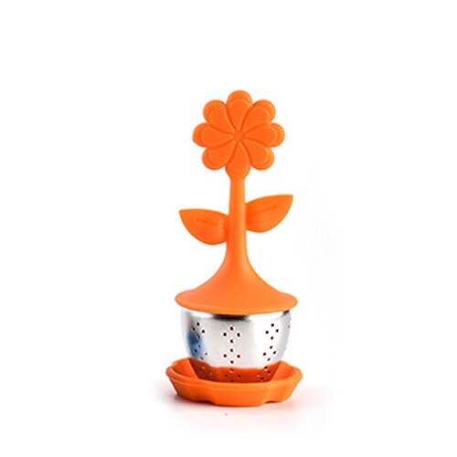 Bloem Siliconen Thee-ei Bloemen Thee Filter Diffuser Herbruikbare Theezeefje Spice Losse Thee Blad Kruiden Tool Theepot Theezakjes: orange
