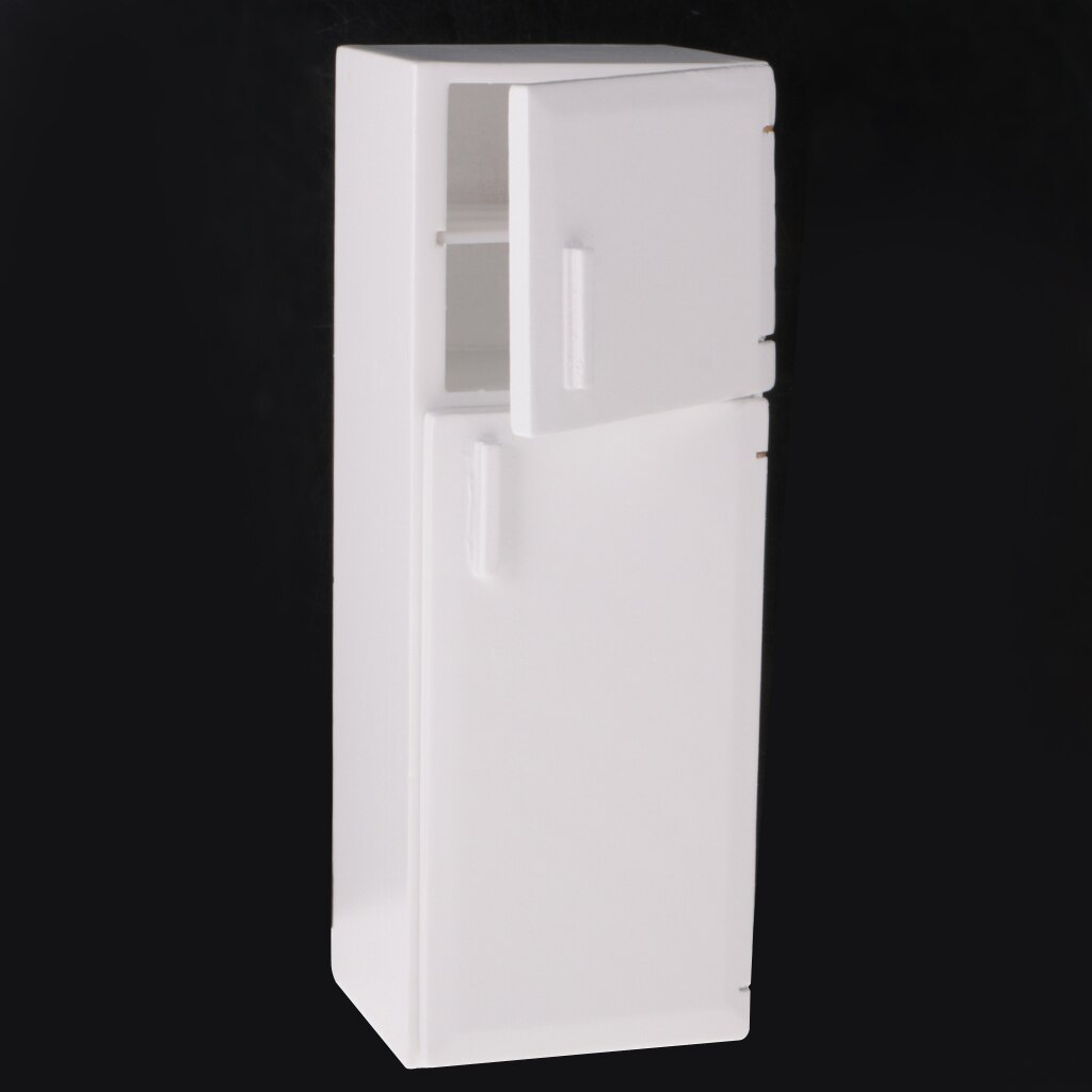 1/12 Dollhouse Miniature Kitchen White Wooden Fridge Refrigerator Freezer 1:12 Doll House Decor Classic Toys for Child Kids