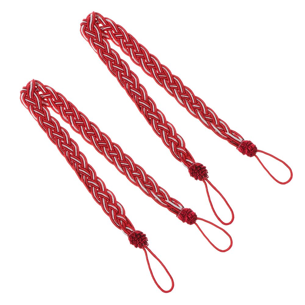 2PCS Braided Satin Rope Curtain Tie Backs Tiebacks Holdbacks Curtain Voile Strap: Navy Blue