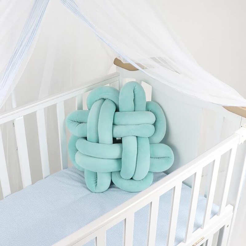 Almohada para abrazar recién nacido, cojín de cuna con nudo para bebé, parachoques tejido, almohada de protección para niños pequeños, decoración de la habitación