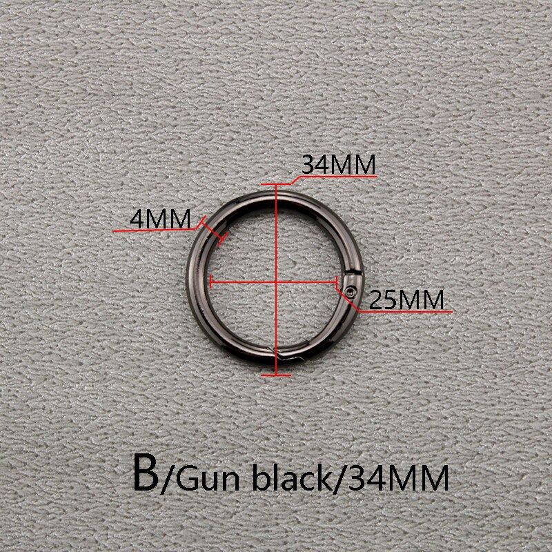 BAMADER Circle metalowy haczyk na sprężynie O Ring otwierany klucz pierścieniowa klamra wysokiej jakości akcesoria sprzętowe złoty srebrny pistolet klamra: B Gun black34MM