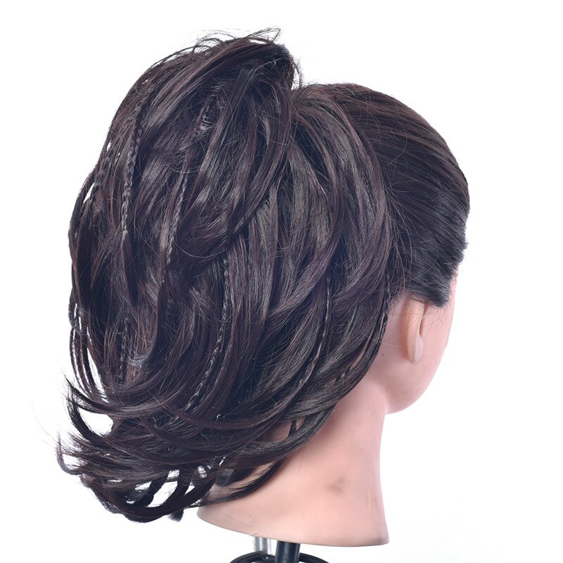 Gres Donut banda de pelo de fibra resistente al calor/Negro rubia trenza moño para novias sintético de mujer moño para el cabello con una banda de caucho: 233